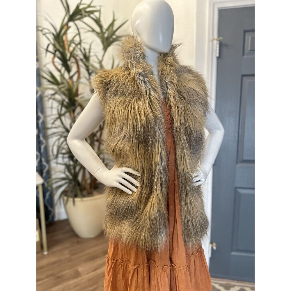 Lumiere Diva Vest Faux Fur Jacket Sweater Women Size M Disco Glam 70s Vibes